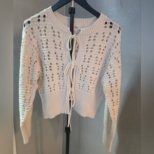 Jessica Simpson Crochet Tie-Front Cardigan | Open Knit | Size M